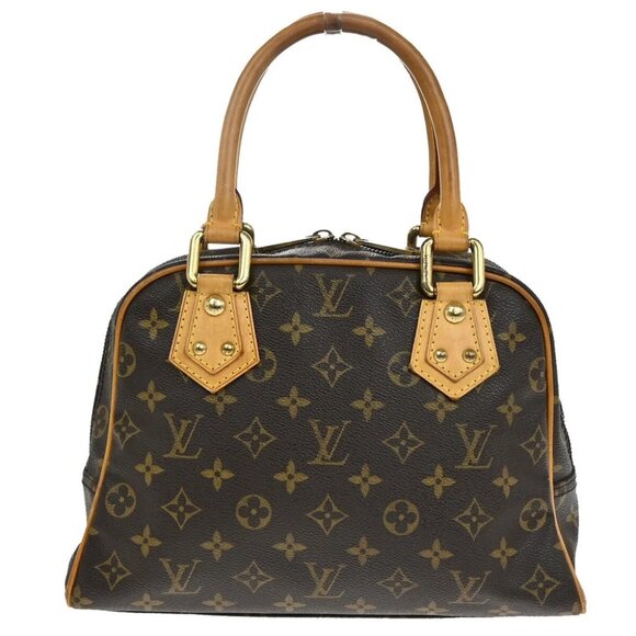 LOUIS VUITTON Manhattan PM Hand Bag Monogram Leather Brown Gold - Picture 3 of 16